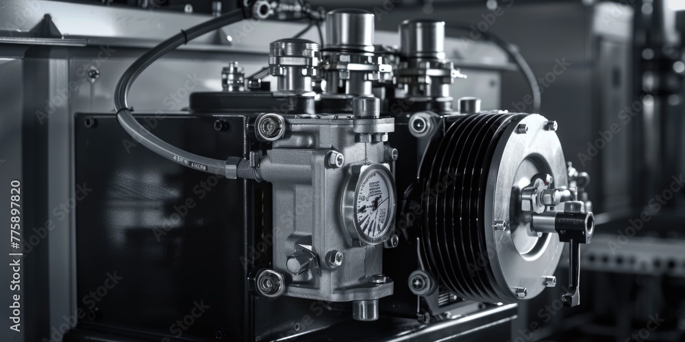 Fototapeta premium A black and white image of a vintage machine. Suitable for industrial concepts