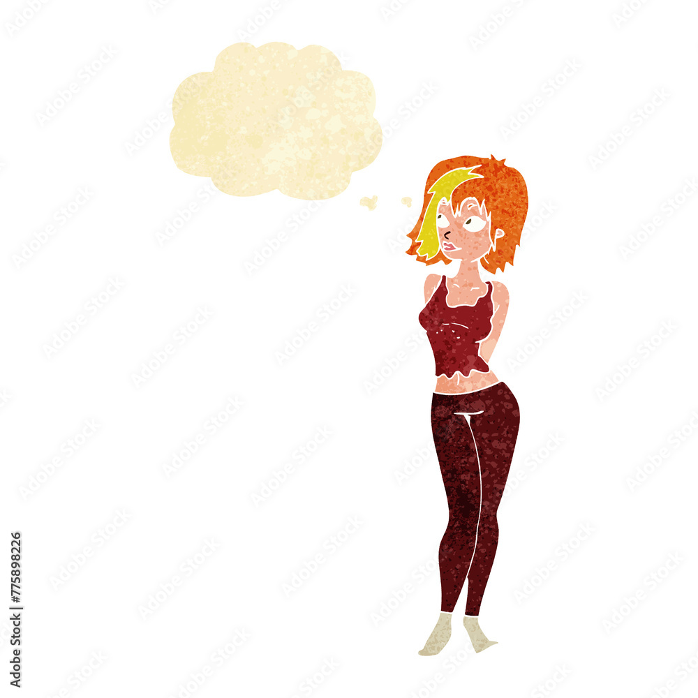 cartoon attractive girl with thought bubble cartoon attractive girl with thought bubble