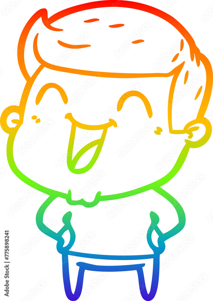 rainbow gradient line drawing of a cartoon man laughing rainbow gradient line drawing of a cartoon man laughing