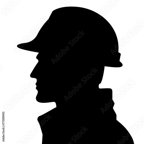 Profile silhouette of a male architect, engineer or construction worker. Vector illustration