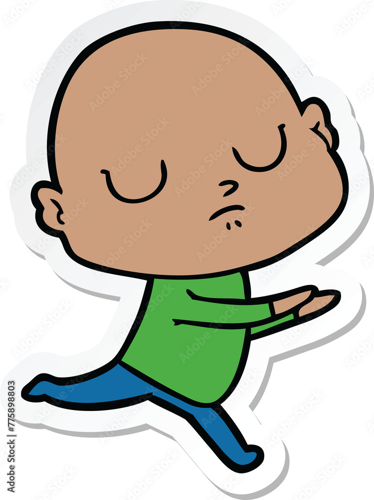 sticker of a cartoon bald man