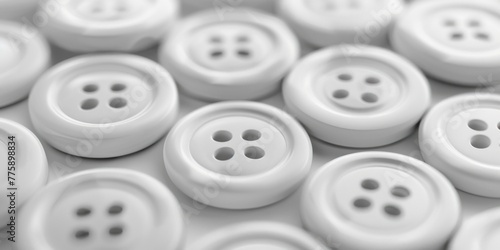 A bunch of white buttons on a table, ideal for crafts and sewing projects