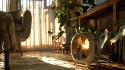 A room with a heater on the floor. Suitable for home improvement projects