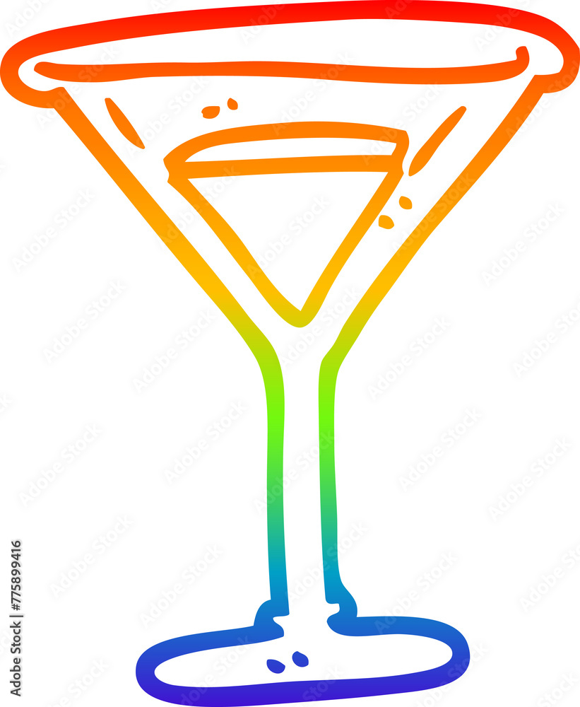 rainbow gradient line drawing of a cartoon red cocktail rainbow gradient line drawing of a cartoon red cocktail