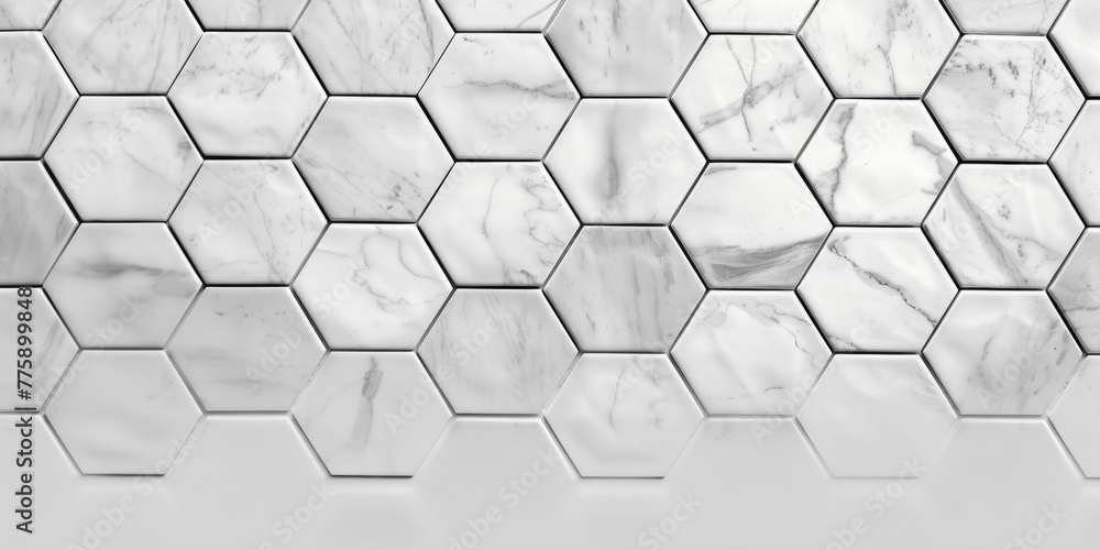 Fototapeta premium A white marble tile with hexagon pattern. Suitable for interior design projects