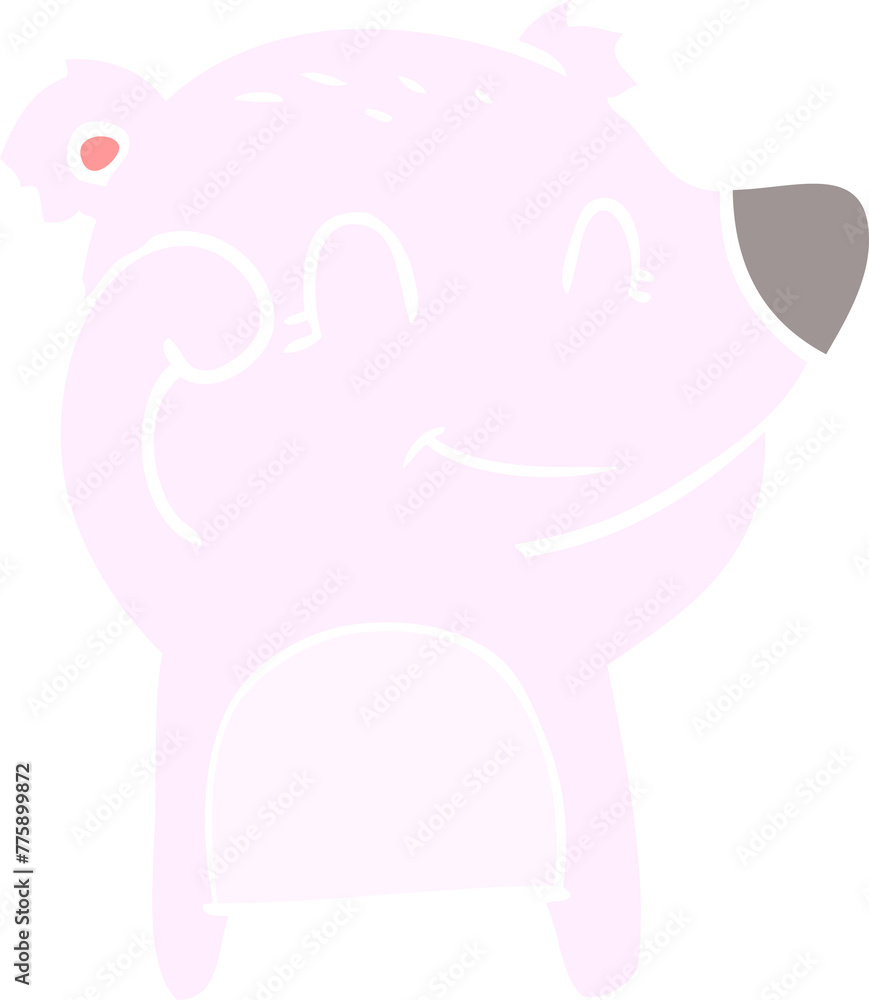 Naklejka premium tired smiling bear flat color style cartoon