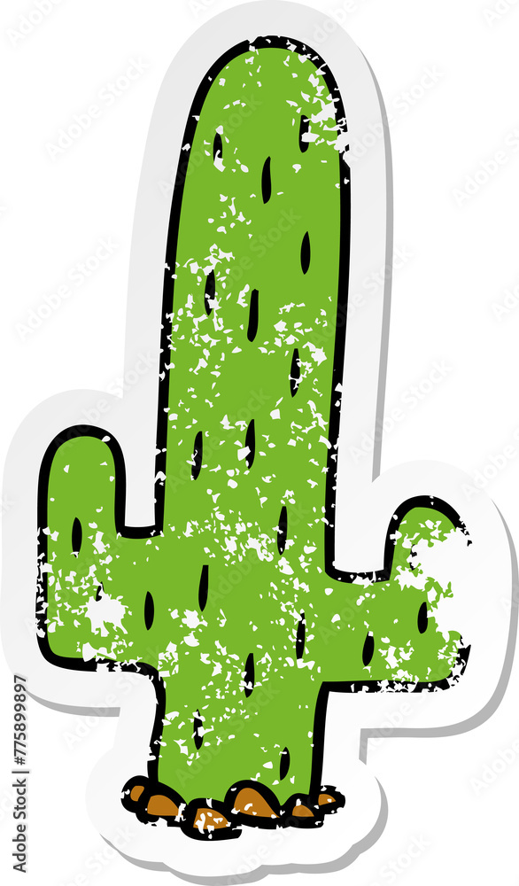 Obraz premium hand drawn distressed sticker cartoon doodle of a cactus