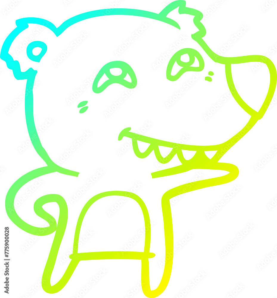 cold gradient line drawing of a cartoon bear showing teeth cold gradient line drawing of a cartoon bear showing teeth