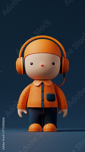 Toy Figure with Headphones in Stylish Outfit