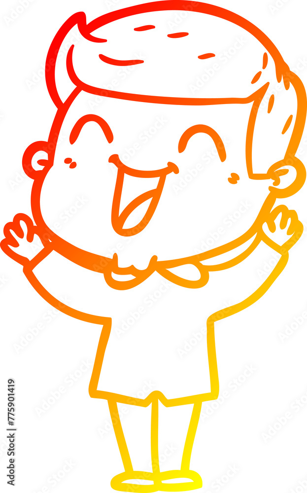 warm gradient line drawing of a cartoon man laughing warm gradient line drawing of a cartoon man laughing