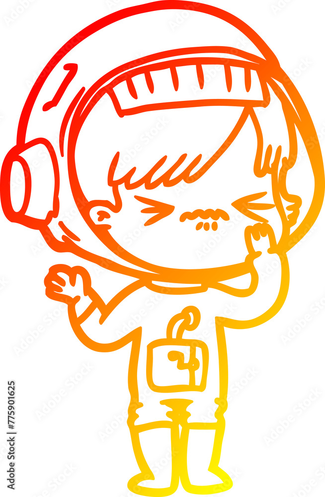 warm gradient line drawing of a angry cartoon space girl warm gradient line drawing of a angry cartoon space girl