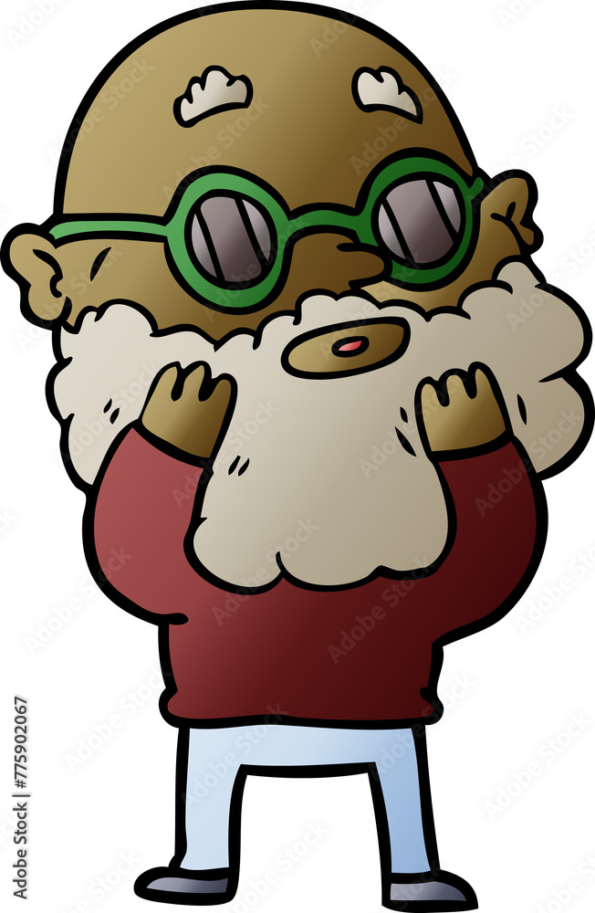 cartoon curious man with beard and sunglasses cartoon curious man with beard and sunglasses
