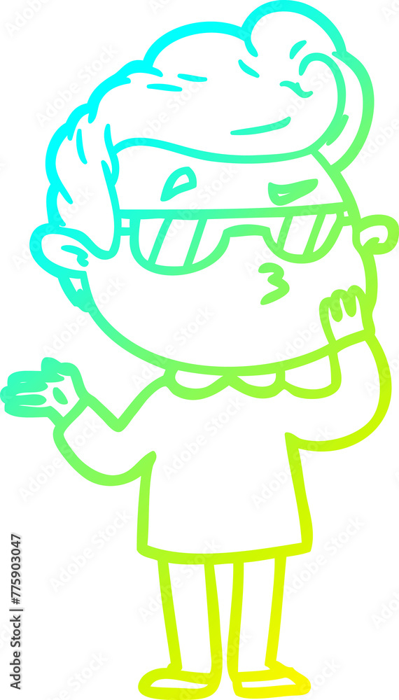 cold gradient line drawing of a cartoon cool guy cold gradient line drawing of a cartoon cool guy