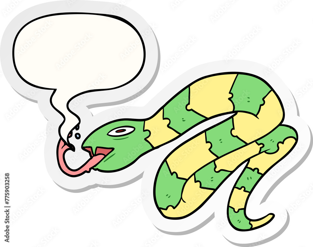 cartoon hissing snake with speech bubble sticker cartoon hissing snake with speech bubble sticker
