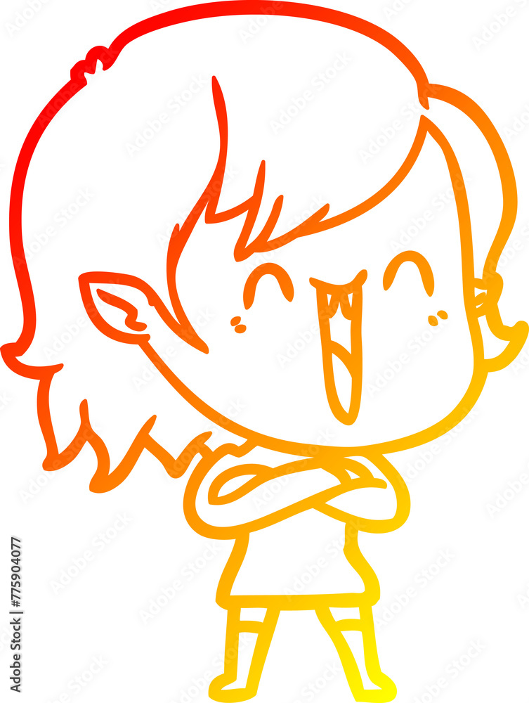 warm gradient line drawing of a cute cartoon happy vampire girl warm gradient line drawing of a cute cartoon happy vampire girl