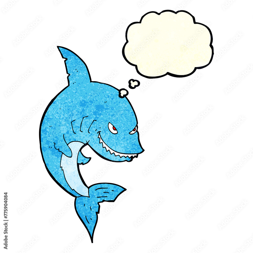 funny cartoon shark with thought bubble funny cartoon shark with thought bubble
