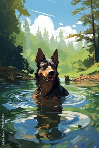 A cunning kelpie luring unsuspecting travelers into the water