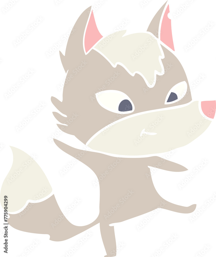 friendly flat color style cartoon wolf dancing friendly flat color style cartoon wolf dancing