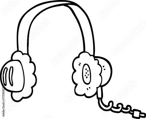 line drawing cartoon music headphones