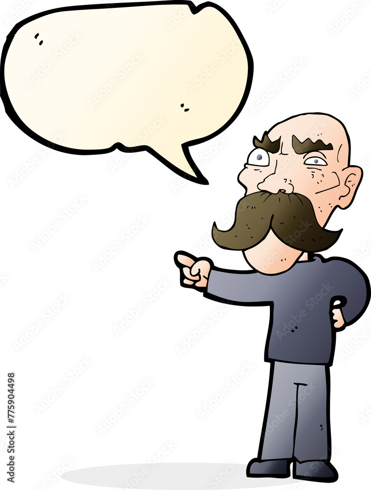cartoon annoyed old man pointing with speech bubble cartoon annoyed old man pointing with speech bubble