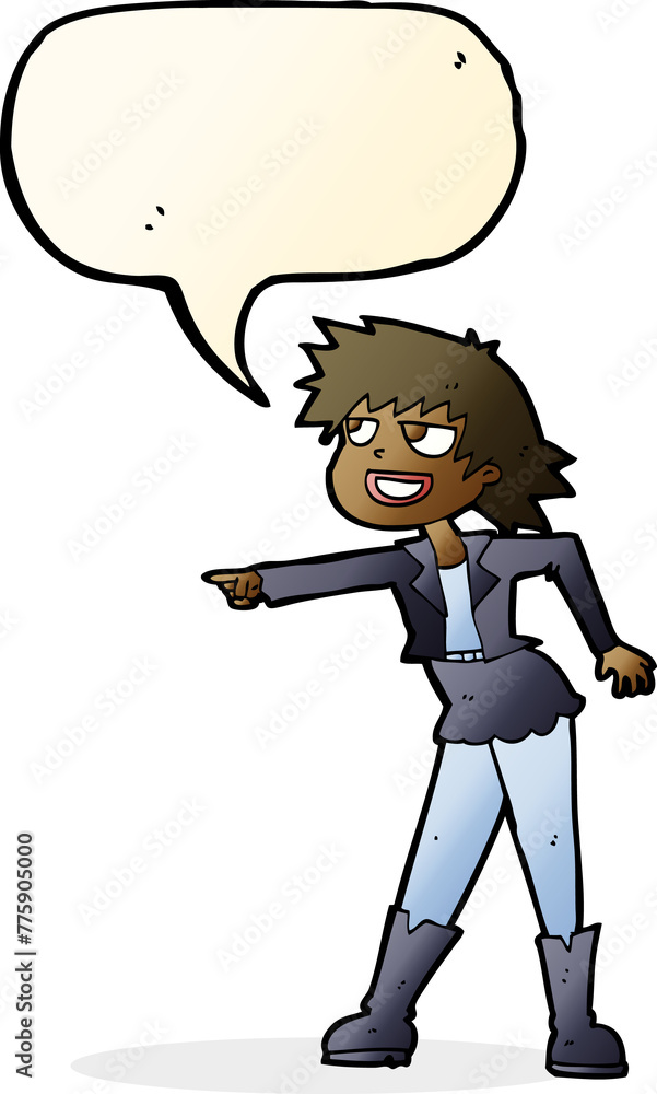 cartoon woman pointing with speech bubble cartoon woman pointing with speech bubble