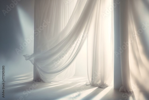 Silk curtain light interior white fabric sunlight