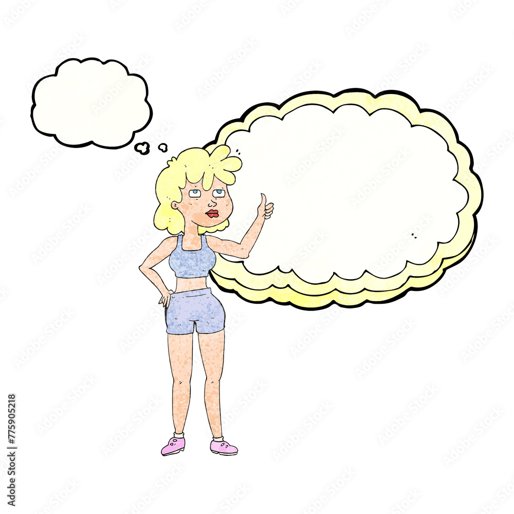 freehand drawn thought bubble textured cartoon gym woman freehand drawn thought bubble textured cartoon gym woman