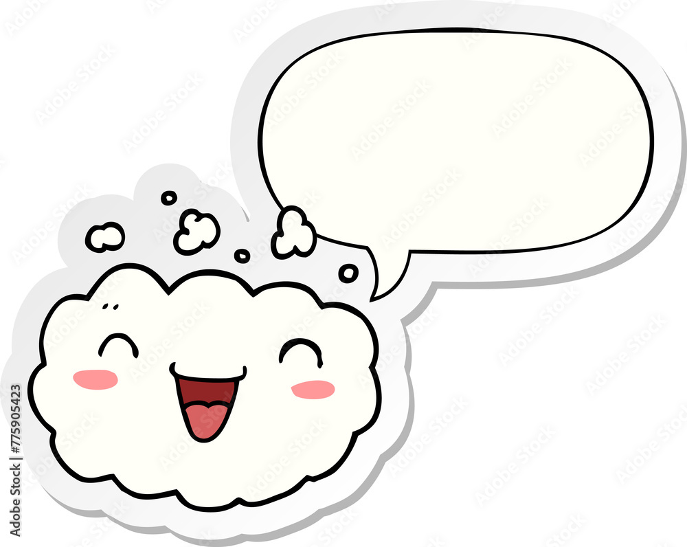 happy cartoon cloud with speech bubble sticker happy cartoon cloud with speech bubble sticker