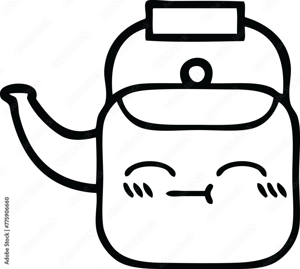 line drawing cartoon of a kettle line drawing cartoon of a kettle