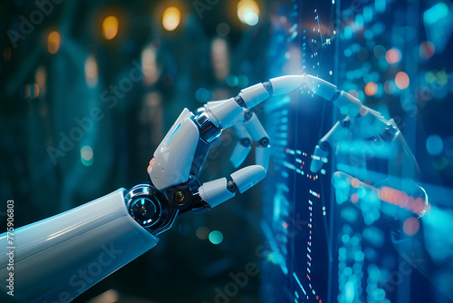 Conceptual image of robot fingers symbolizing digital transformation for the next generation technology era, ideal for innovation-themed designs and futuristic concepts