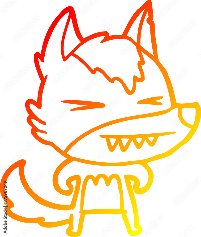 warm gradient line drawing of a angry wolf cartoon warm gradient line drawing of a angry wolf cartoon