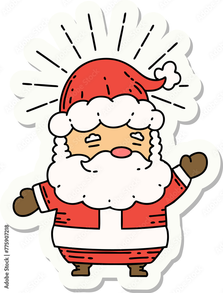 Fototapeta premium sticker of a tattoo style santa claus christmas character