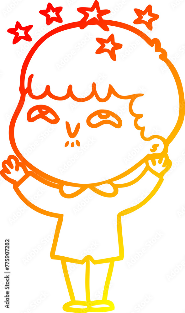 warm gradient line drawing of a cartoon amazed boy warm gradient line drawing of a cartoon amazed boy