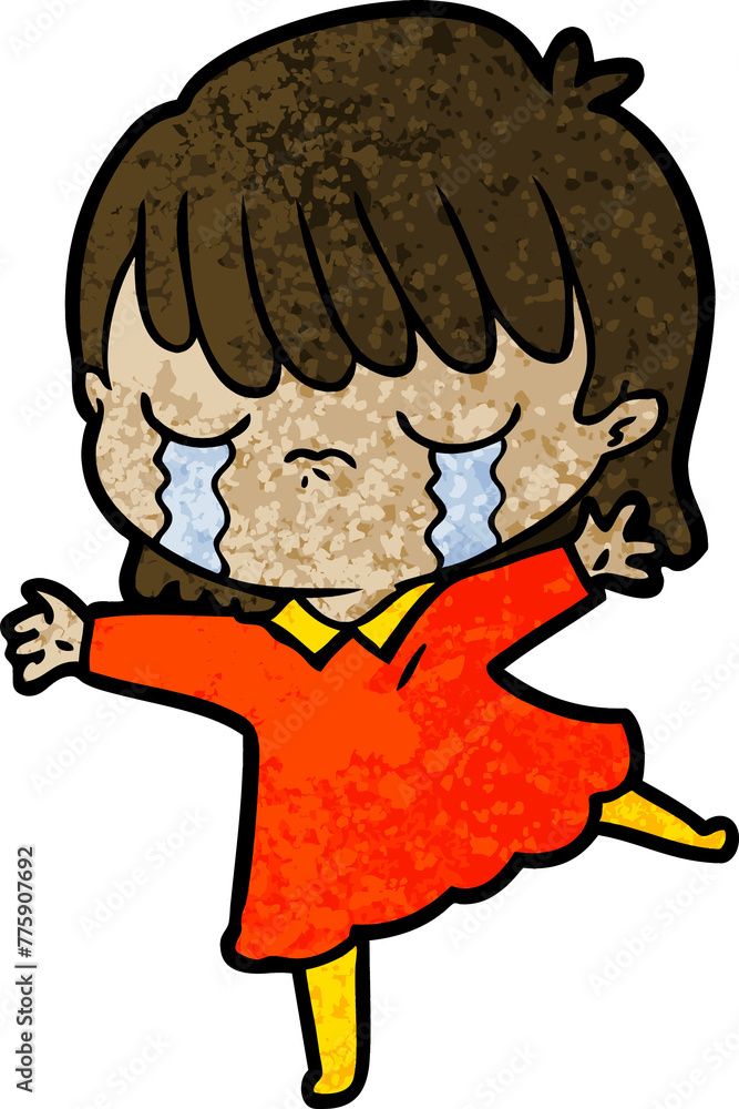 Naklejka premium cartoon woman crying
