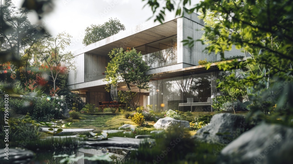 A serene house surrounded by lush greenery, ideal for nature lovers