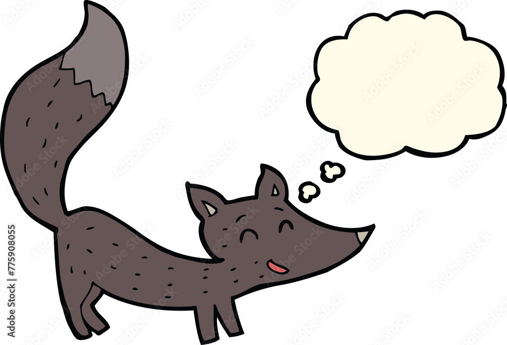 cartoon little wolf cub with thought bubble cartoon little wolf cub with thought bubble