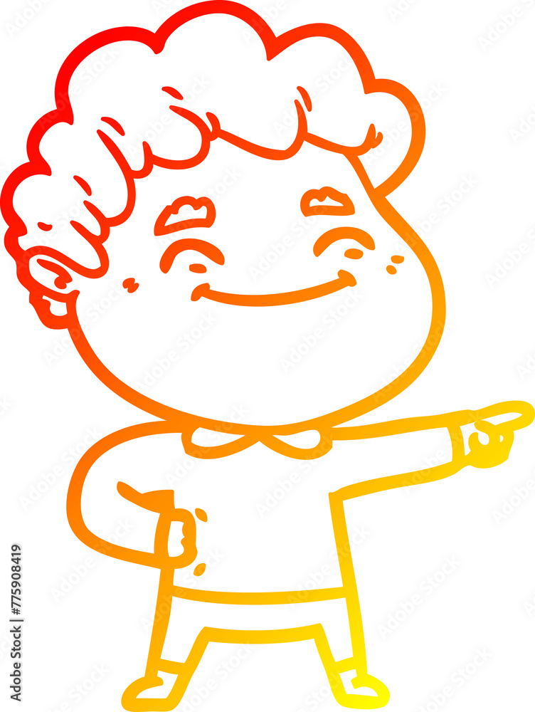 warm gradient line drawing of a cartoon friendly man warm gradient line drawing of a cartoon friendly man