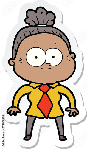 Wallpaper Mural sticker of a cartoon happy old woman Torontodigital.ca