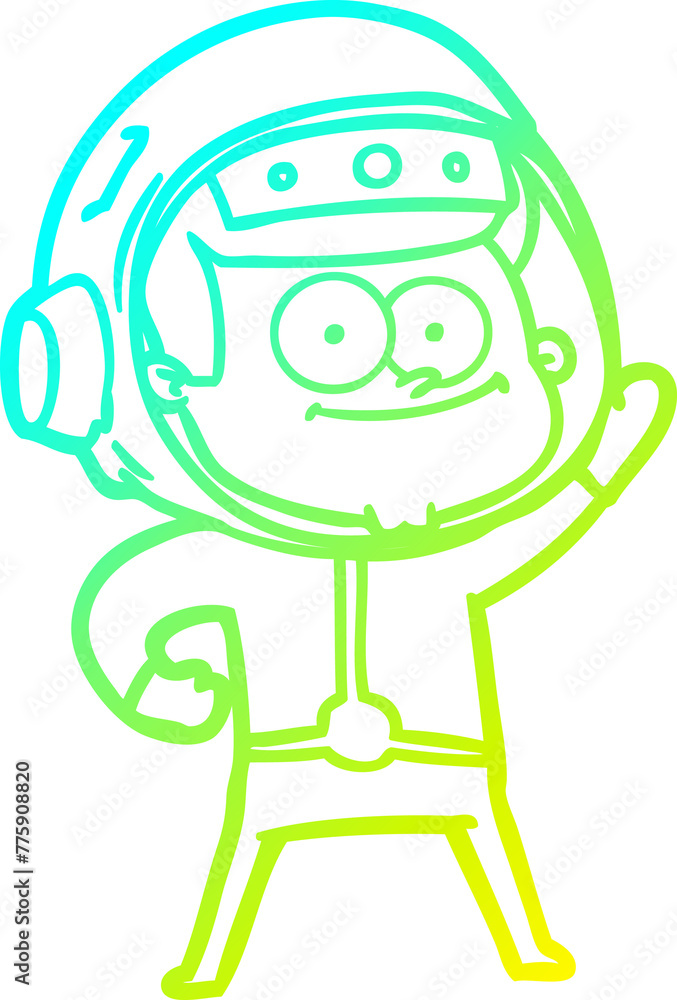 cold gradient line drawing of a happy astronaut cartoon cold gradient line drawing of a happy astronaut cartoon