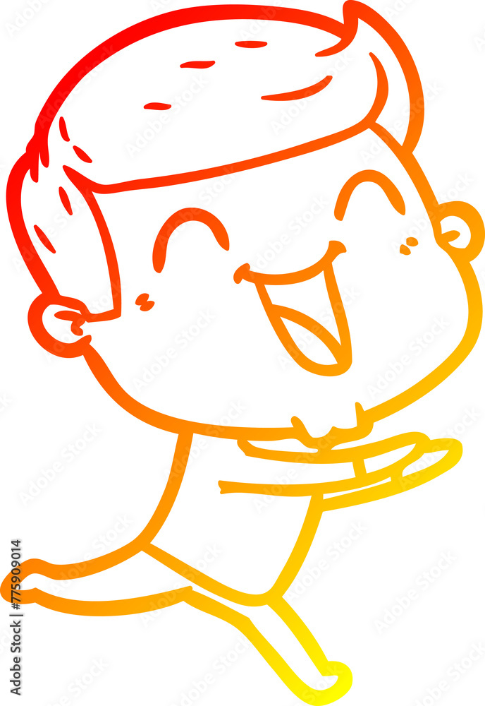 Obraz premium warm gradient line drawing of a cartoon man laughing
