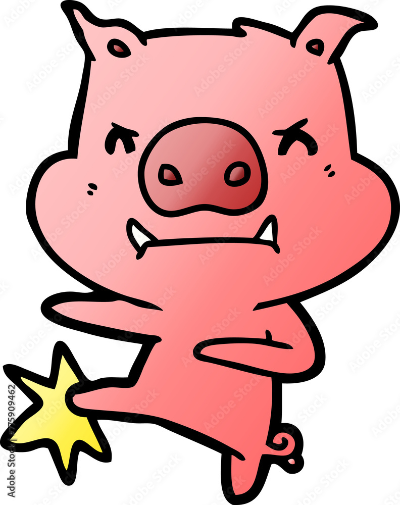 angry cartoon pig karate kicking angry cartoon pig karate kicking
