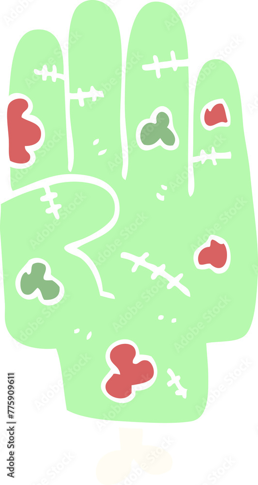 Fototapeta premium flat color illustration cartoon zombie hand