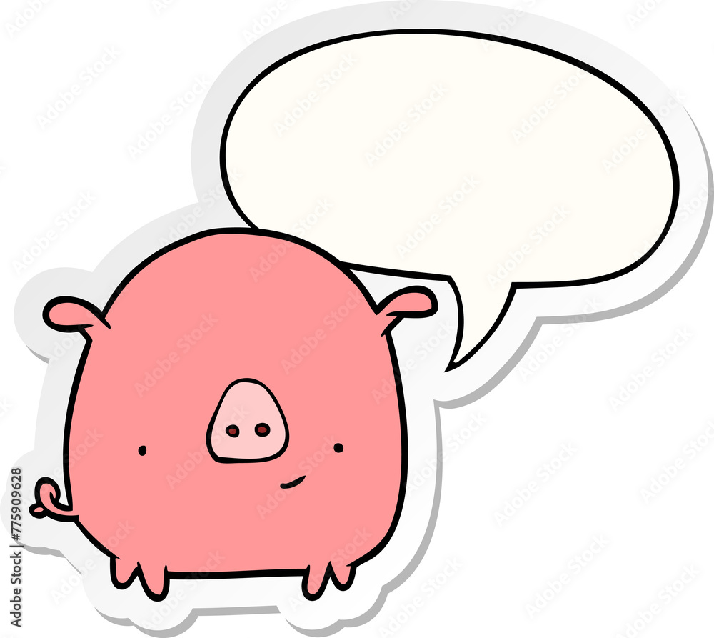 cartoon happy pig with speech bubble sticker cartoon happy pig with speech bubble sticker