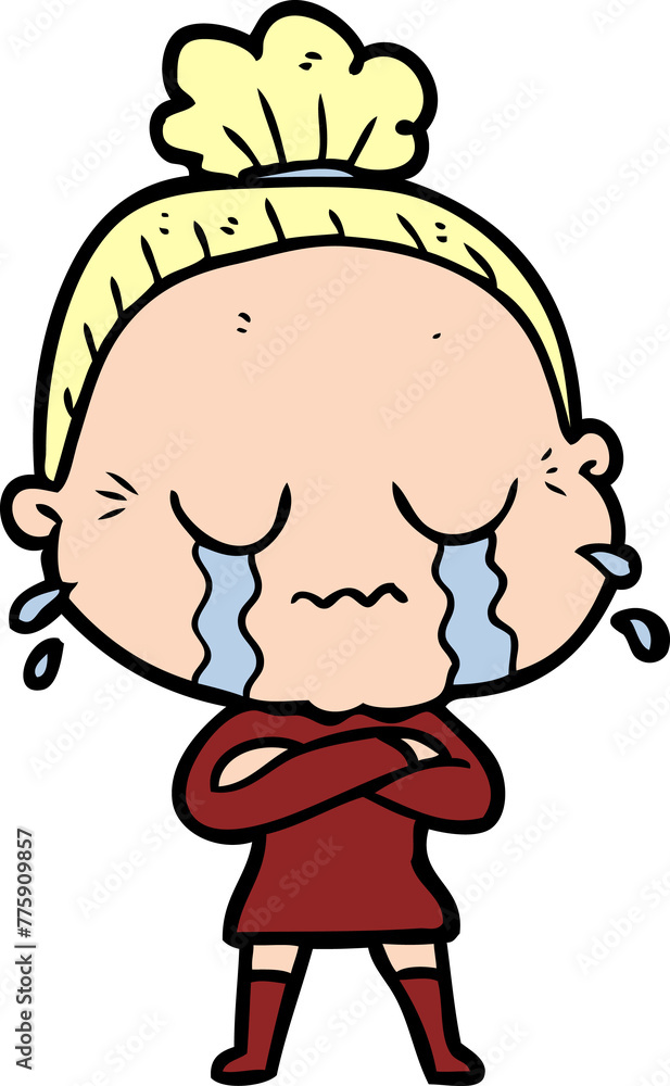 cartoon crying old lady