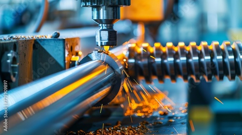 A detailed view of metal pipes being cut and threaded, emphasizing the meticulous processes in industrial manufacturing