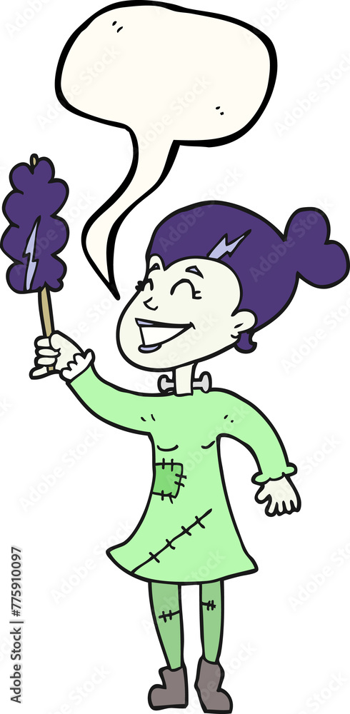 freehand drawn speech bubble cartoon undead monster lady cleaning freehand drawn speech bubble cartoon undead monster lady cleaning