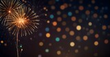 Colorful fireworks and bokeh on dark background with copy space. Background, banner for new year eve, independence day, celebration, holiday