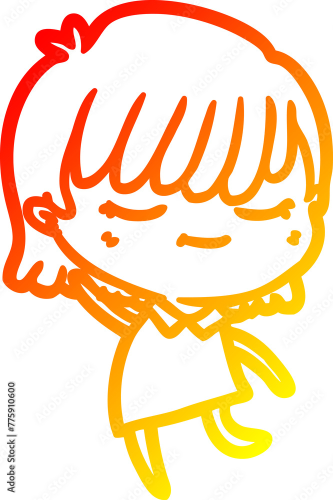 warm gradient line drawing of a cartoon woman warm gradient line drawing of a cartoon woman
