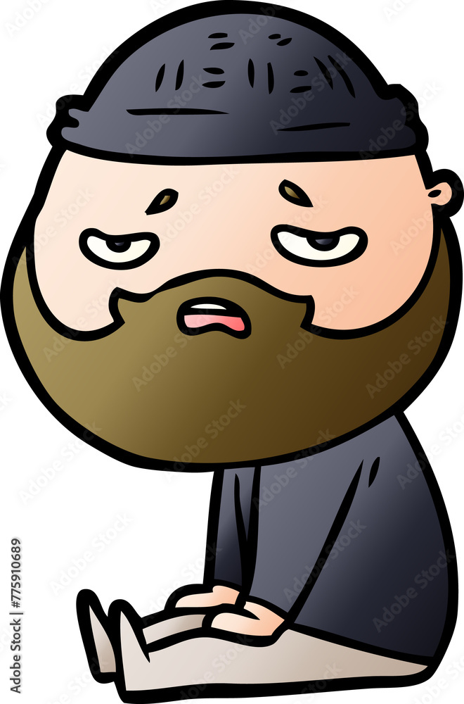 cartoon worried man with beard