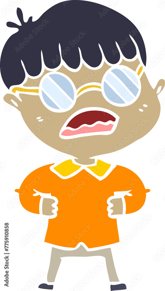 flat color style cartoon boy wearing spectacles flat color style cartoon boy wearing spectacles